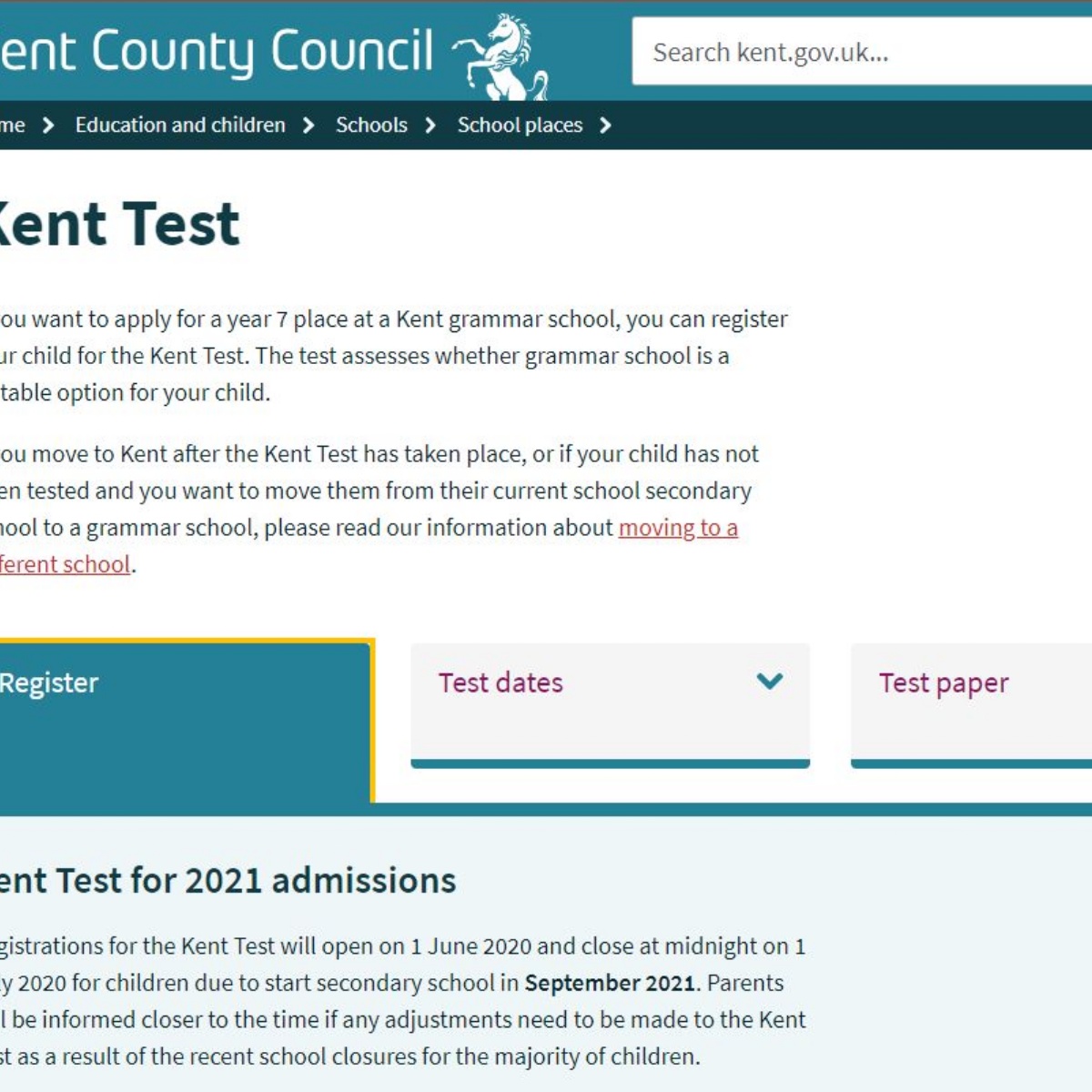 Kent Test 2021 admissions - Vale View Primary School